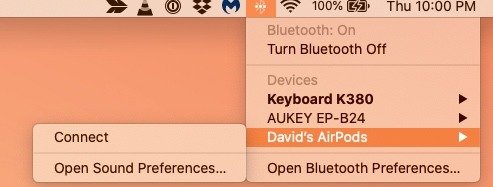 Подключите Airpods к Mac Connect