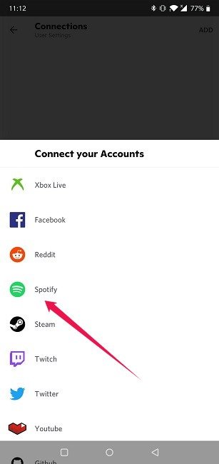 Подключите Spotify к Discord Android Подключите свои учетные записи