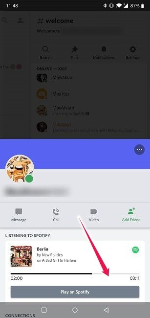 Подключите Spotify к Discord Android Play на Spotify