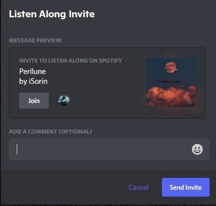 Подключите Spotify к Discord Desktop Отправьте приглашение на прослушивание