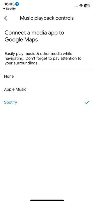 Spotify теперь является музыкальным приложением по умолчанию в Картах Google для iOS.