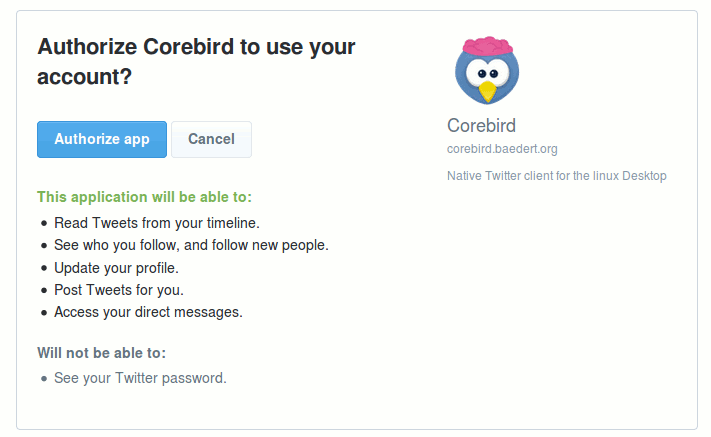 приложение corebird-authorise