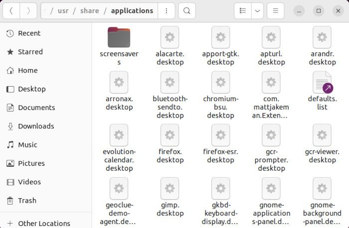 Создать файл на рабочем столе Linux 09 Папка ярлыков приложений