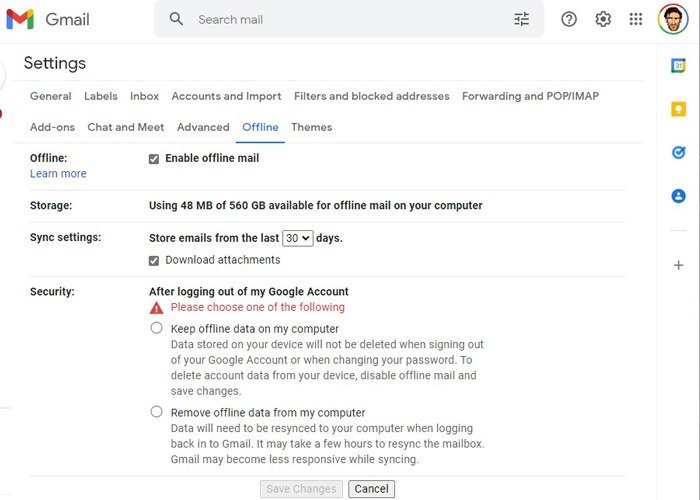 Создание настроек приложения Gmail для ПК