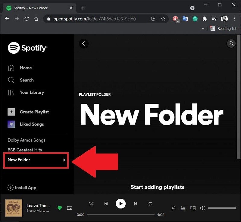 Создать папку плейлиста Spotify 2