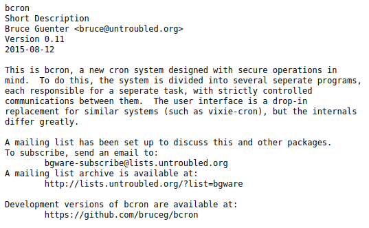 Альтернативы Cron Веб-страница Bcron