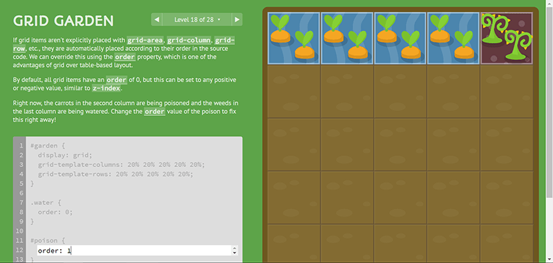 Css-игры Grid Garden