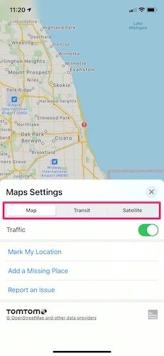 Настройка Apple Maps Изменение вида карты