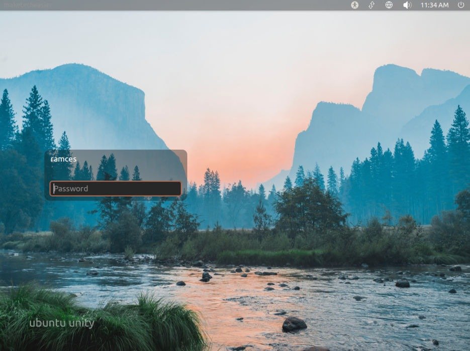 Снимок экрана, показывающий пользовательский экран входа в Ubuntu Unity.