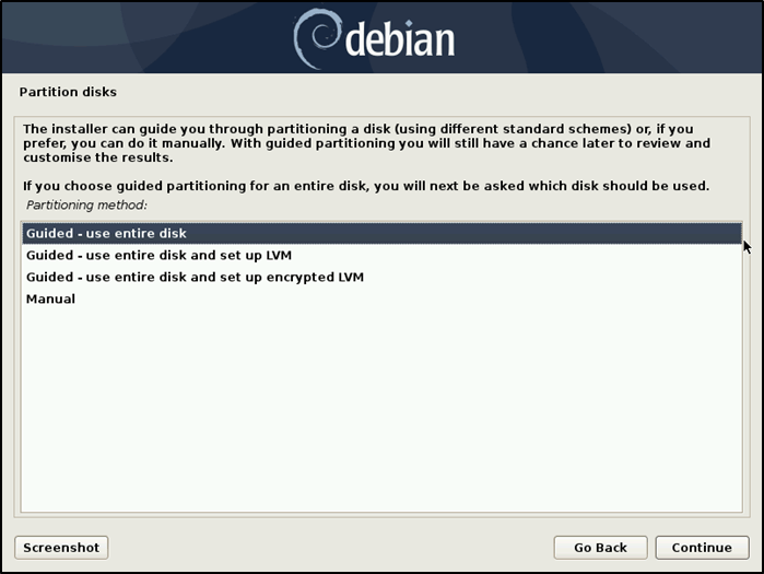 Руководство по установке установочного раздела Debian
