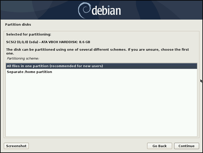 Раздел установочного набора Debian