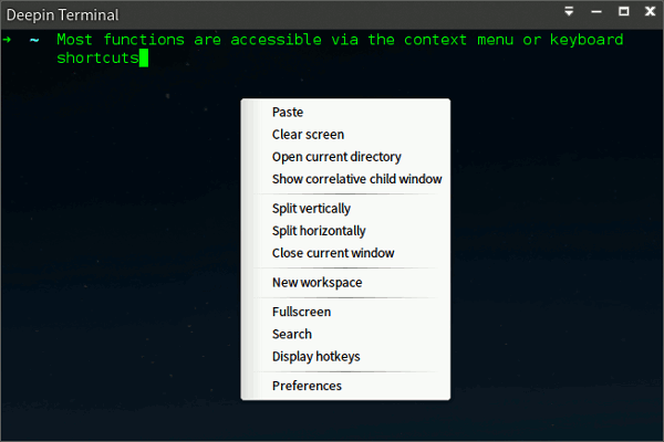 deepinterminal-контекстное меню