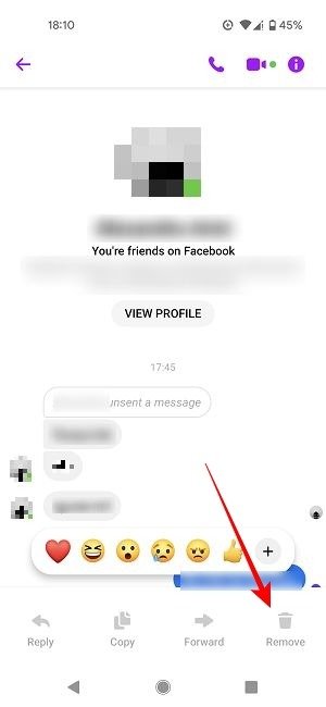 Удалить сообщения Facebook Mobile Удалить