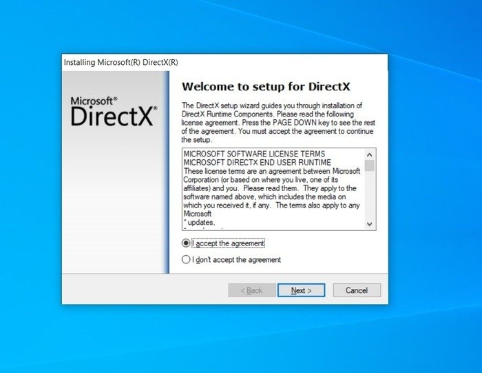 Установщик Directx Принять 1