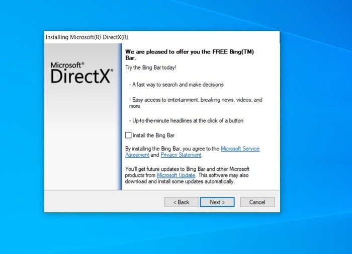 Установщик Directx Bing 2