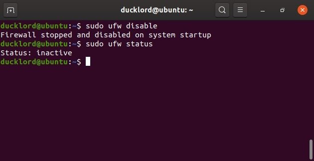 Отключить Включить Управление брандмауэром Ubuntu Ufw Отключить