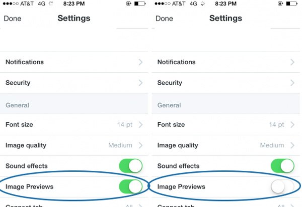 отключить-изображение-предварительный просмотр-twitter-ios-toggle-ios