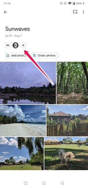 Отключить обмен ссылками Google Фото Пригласить в альбом Кнопка Android Plus