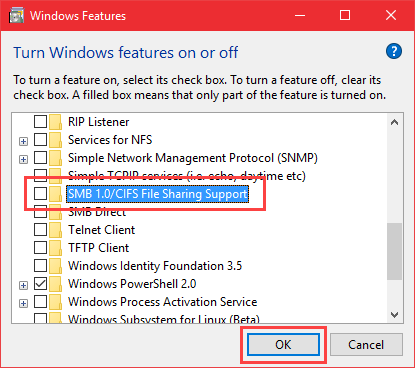 отключить-smbv1-снять флажок-smb1