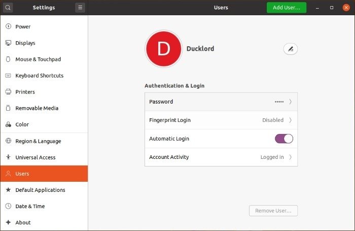 Отключить экран блокировки Ubuntu Включить автоматический вход