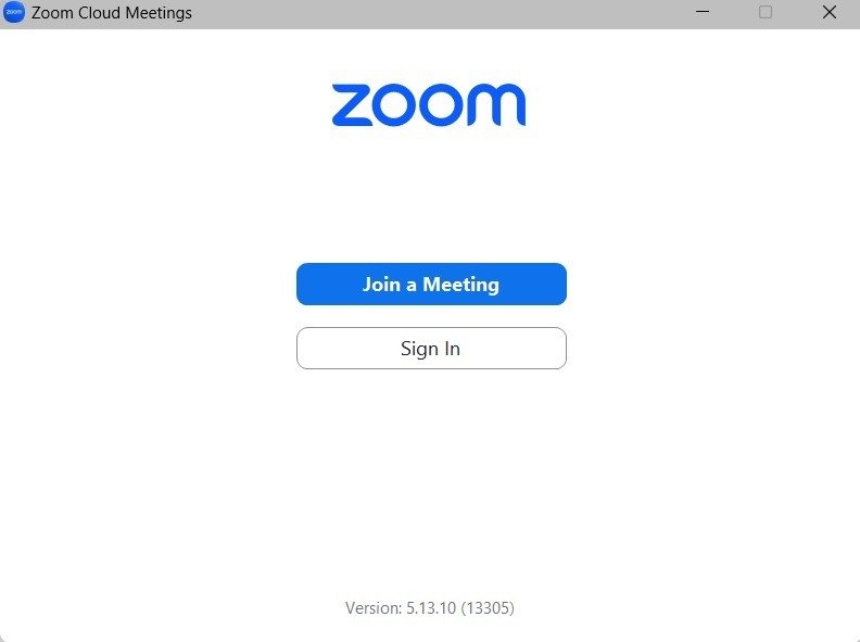 Экран входа в приложение Zoom в Windows.