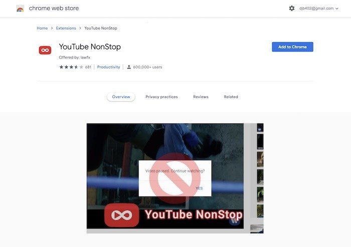Отключить приостановленное видео на YouTube Добавить в Chrome