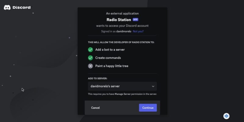 Discord Connect Kenku FM-бот с сервером