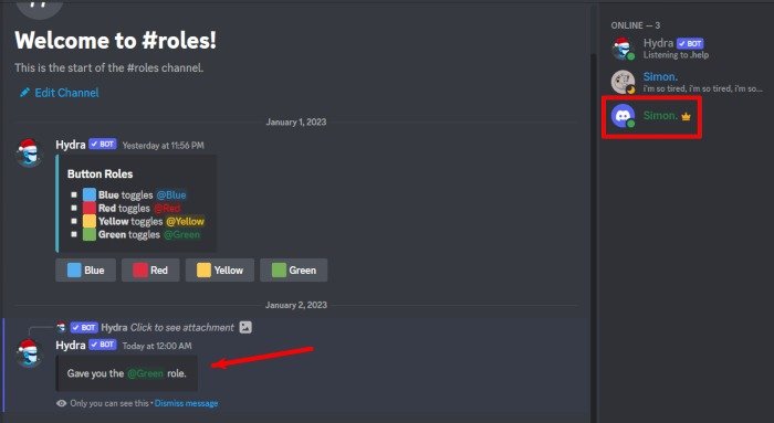 Discord Как добавить бота Hydra Выберите роль в Discord