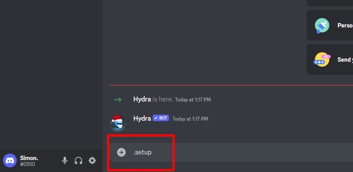 Discord Как добавить настройку общего типа Hydra Bot