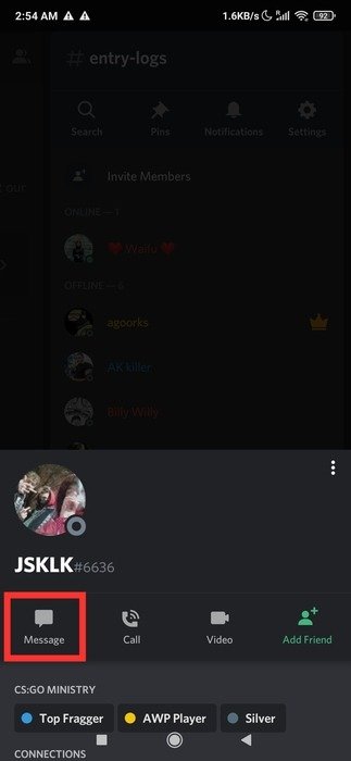 Сообщение пользователя Discord