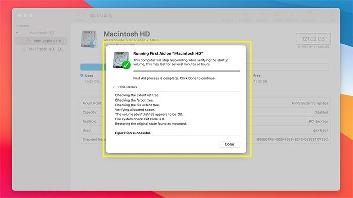 Разрешения на диск Macos Готово