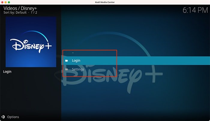 Главный экран дополнений Disney Plus Kodi