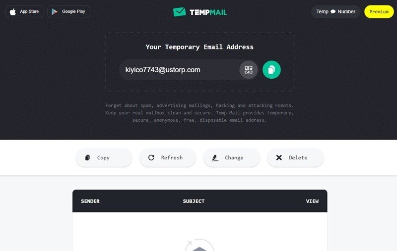 Генератор временных адресов электронной почты TempMail.