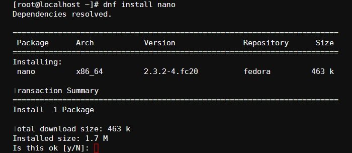 dnf-install-nano