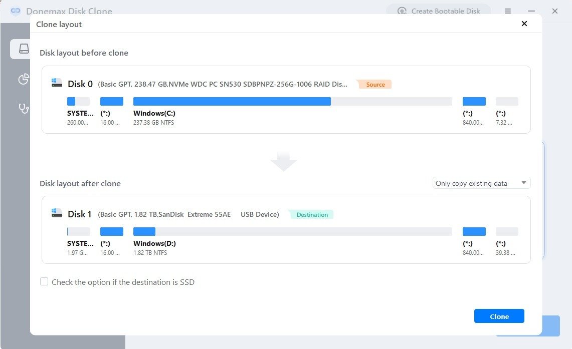 Обзор Donemax Disk Clone Disk DiskLayout