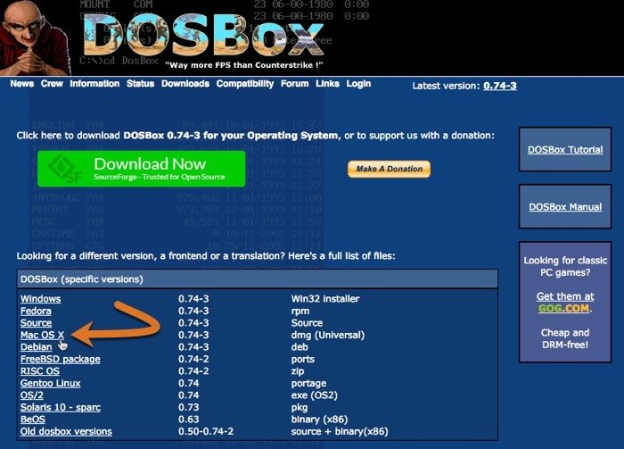 Ссылка для скачивания Dosbox Macos