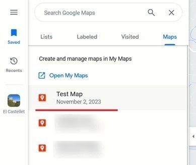 Выбор карты радиуса в Google Maps для ПК.