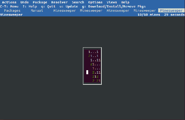 Aptitude встроен в игру Minesweeper