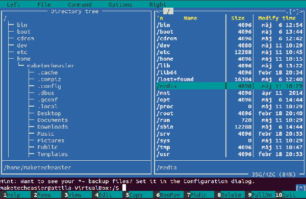 Вид дерева Midnight Commander