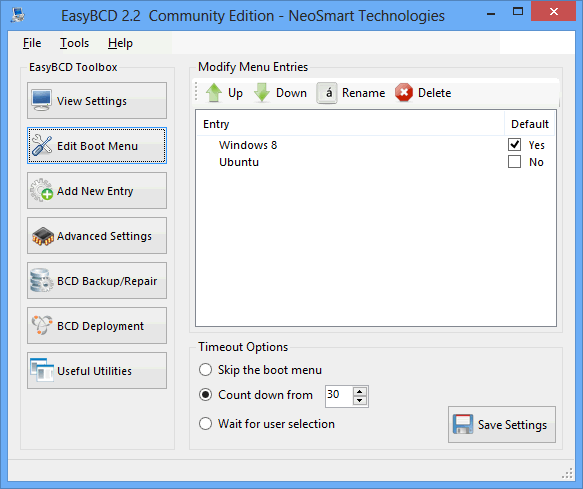 Easybcd редактировать меню загрузки Windows 8