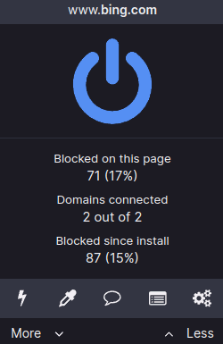 Интерфейс uBlock Origin в Microsoft Edge