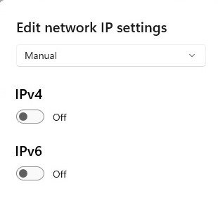 Выбор опции IPv4 в разделе «Изменить настройки IP сети».