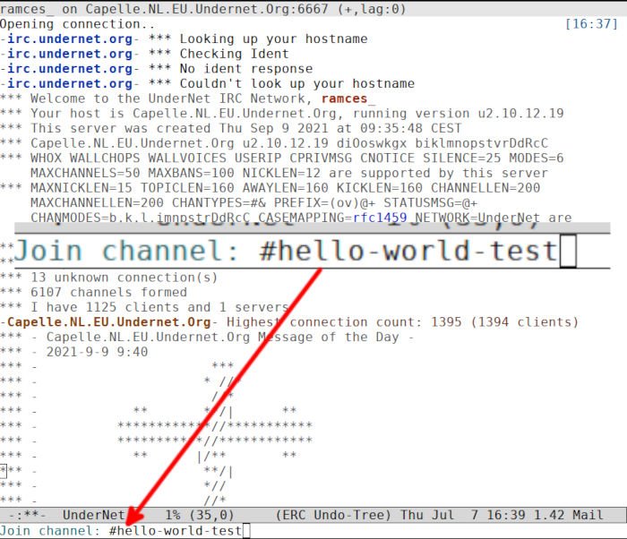 Emacs Irc 10 Присоединиться к каналу Undernet