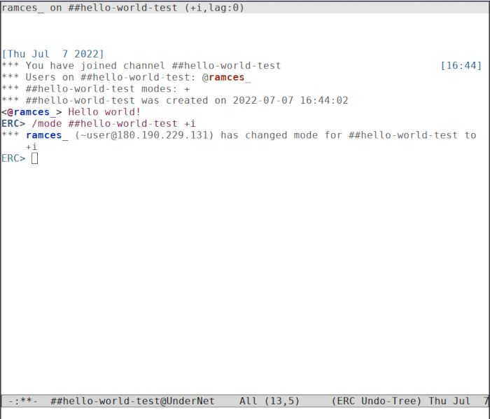 Команда оператора Undernet Emacs Irc 14