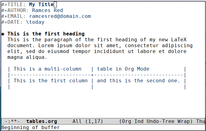 Многоколоночная таблица Emacs Latex 17