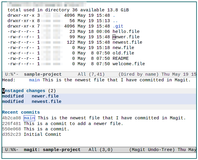 Emacs Magit 10 неподготовленных файлов Git