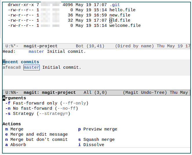 Функция слияния Git в Emacs Magit 25