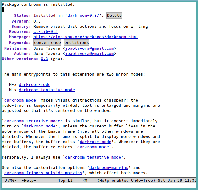 Пакеты Emacs 16 Режим темной комнаты