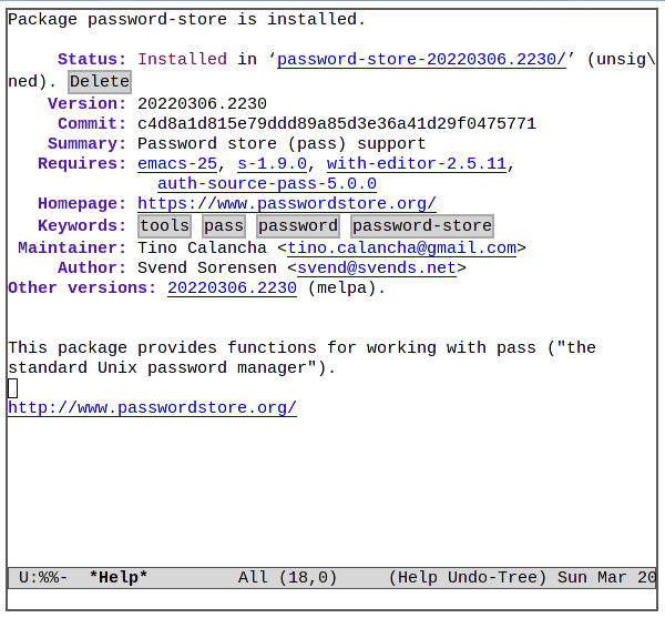 Пакет хранилища паролей Emacs Password 11