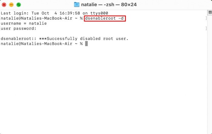 Включить root-пользователя Mac Отключить терминал